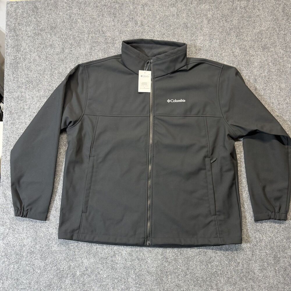 Columbia Mt Village Softshell Jacket Mens 2X Black Fleece Lined NWT Full Zip